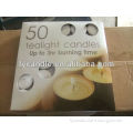 12g 50pcs box packing 3 hours burning time Chauffe-Plats/ THEELICHTEN/ White Tea Lights Candles Wholesale/ China Manufacturer